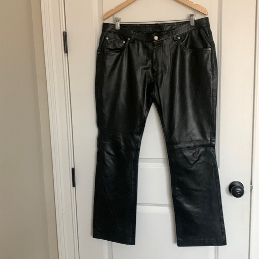 LeatherCult Men’s Custom Leather Bootcut Pants Black 34